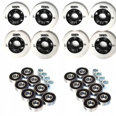 Imagen de Switch Boards Ruedas para patinar (8 unidades, 72 mm, 85 A, con rodamientos ABEC 9, en línea)