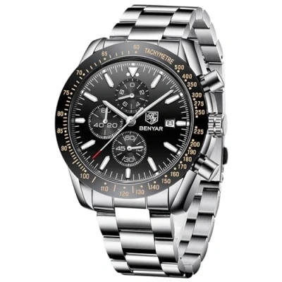 Imagen de Relojes Hombre BENYAR cronógrafo para Movimiento de Cuarzo Fashion Business Sports Watch 30M Impermeable Regalo Elegante