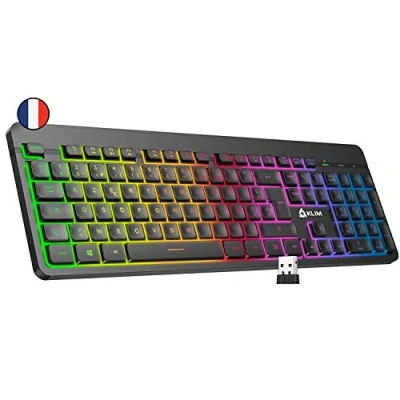 Imagen de KLIM™ Light V2 Teclado Inalámbrico Gaming FR + Ligero, Duradero, Ergonómico, Silencioso Batería de Larga duración Gamer PC Mac PS4 Xbox One+ Nuevo Versión Negro