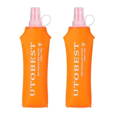 Imagen de UTOBEST Soft Flask 500ml TPU Botellas de Agua Plegables para Correr hidratación Senderismo Ciclismo, Bpa Free