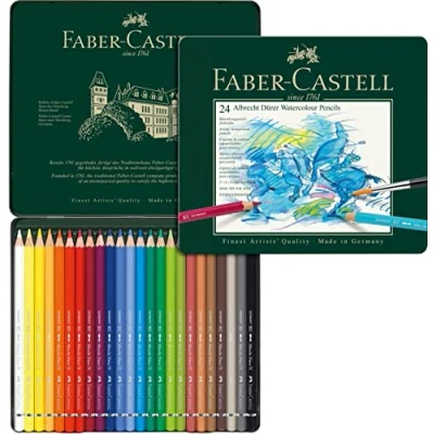 Imagen de Faber Castell 117524 Estuche de metal con 24 ecolápices acuarelables, multicolor