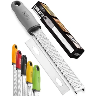 Imagen de Orblue Rallador de limón y queso multifuncional premium para parmesano, jengibre, chocolate, frutas, verduras Gris claro