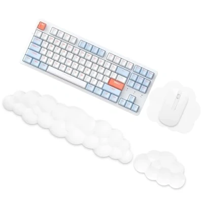 Imagen de Wasarmir Reposamuñecas Teclado Raton Nube, Ergonómico de Espuma Memori Soporte muñeca con Base Antideslizante, Almohadilla para Oficina, Computadora, Juegos, Blanco