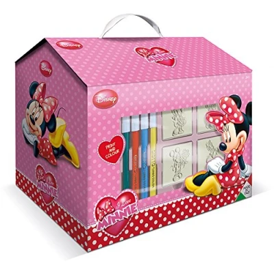 Imagen de Multiprint Casita 7 Sellos para Niños Disney Minnie, 100% Made in Italy, Set Persolanizados, en Madera y Caucho Natural, Tinta Lavable no Tóxica, Idea de Regalo, Art.09866