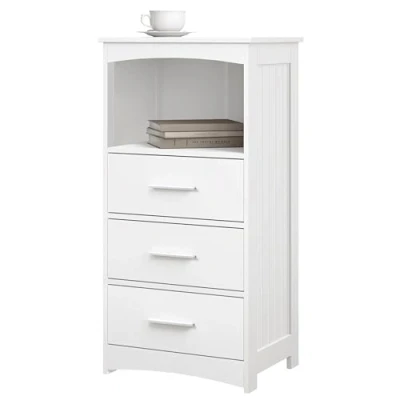 Imagen de EUGAD Armario Estrecho, Baño Columna, Mueble Columna con 3 Cajones y 1 Compartimiento Abierto, Almacenamiento 40x30x80 cm, Blanco, 0201WY