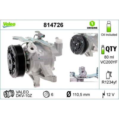 Imagen de VALEO 814726 Compresor de Aire Acondicionado DKV10Z
