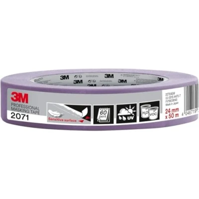 Imagen de 3M Pro 2071B Cinta de enmascarar Profesional 2071, para Superficies delicadas, 24 mm נ50 m, 1 Rollo, Morado, 24mm