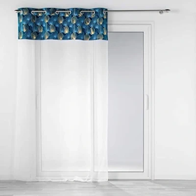 Imagen de Douceur d&#039;Intérieur Interior, Visillo con Ojales 140 x 240 Cm Azul, Velo Arenado Top Terciopelo Imp Oro, Clarina