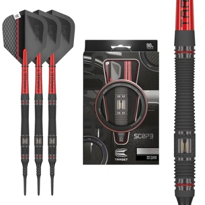 Imagen de Target Darts Scope Punta Blanda, Set Dardos 90% Tungsteno, Cañón 11 19G Rojos y Negros, con Puntas Pixel, Electrónicos, Blanda