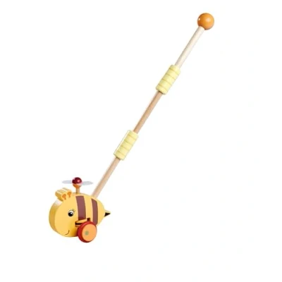 Imagen de Eichhorn 100006804 Figura de Abeja Deslizante con ala móvil, Longitud del Mango 50 cm, Ruedas Silicona silenciosas, Madera Haya 100% certificada FSC, a Partir 1 año