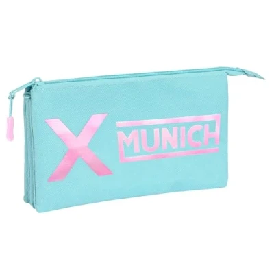 Imagen de Safta MUNICH SKY Portatodo Triple, Estuche Infantil, Niño, Ideal para Niños en Edad Escolar, Cómodo y Versátil, Calidad Resistencia, 22x3x12 cm, Color