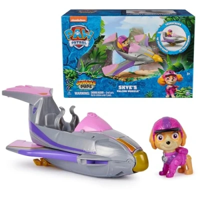 Imagen de Paw Patrol Jungle Pups, vehículo Skye Falcon, avión de juguete con figura acción coleccionable, juguetes para niños y niñas a partir 3 años
