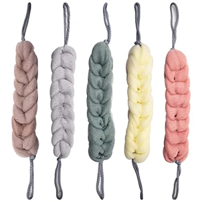 Imagen de Esponja de Baño,Forreen 5 Piezas Cepillo Baño Malla Ducha Trenzas Elásticas Accesorios para Mujeres Los Hombres Exfolian