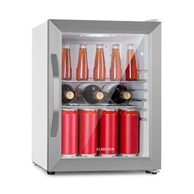 Imagen de KLARSTEIN Beersafe Crystal White nevera para cerveza, bebidas con puerta de cristal, nevera, botellas 33 litros
