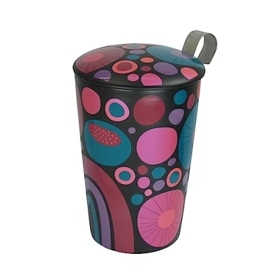 Imagen de Eigenart Teaeve Cheerful 80061 Taza de porcelana doble pared con tapa y filtro acero inoxidable, sin BPA, 350 ml