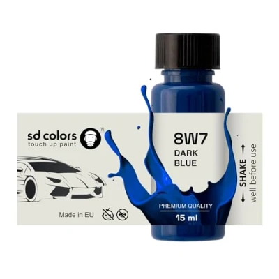 Imagen de SD COLORS Pintura para retocar azul oscuro 8W7 de 15 ML, reparación arañazos, código color 8W7, (solo pintura)