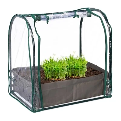 Imagen de Relaxdays Huerto Urbano y Bolsa para Plantar, 70x68x50 cm, Mini Invernadero, PVC Acero, Cremallera, Transparente/Verde