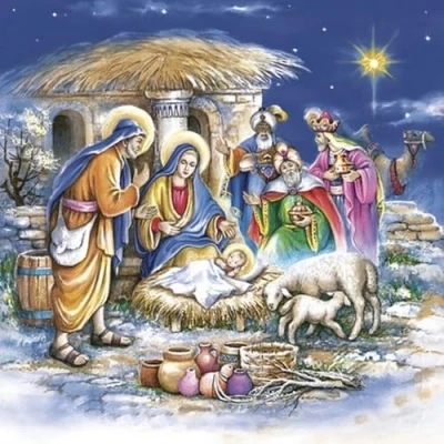 Imagen de Malagro 20 Servilletas de Navidad Holy Family como decoración mesa. papel con diseño. También para decoupage y (33 x 33 cm)