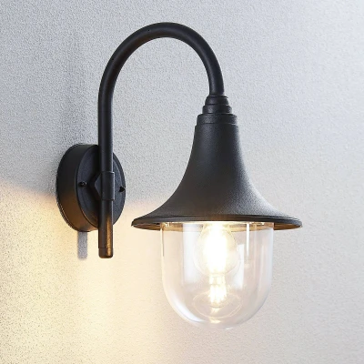 Imagen de lámpara de pared exterior &#039;Nalevi&#039; (Moderno) en Negro hecho Plástico (1 llama, E27) Lindby lámparas para aplique, LED exterior, aplique