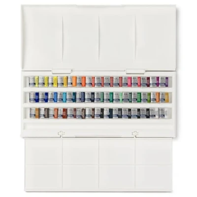 Imagen de Winsor and Newton. acuarela Cotman, set de estudio, 45 medias sartenes y 1 pincel redondo para Cotman