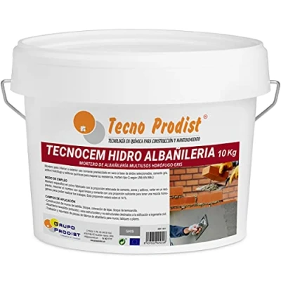Imagen de TECNOCEM HIDRO ALBAÑILERÍA de Tecno Prodist (10 Kg) Mortero cemento para trabajos albañilería y construcción, hidrófugo, ideal revocos, enlucidos colocación ladrillos. Color Gris.