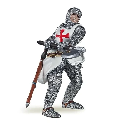 Imagen de Papo Templarios [Importado de Aleman 39383,39383 caballeros, Tiere figura, Color Gris Blanco Rojo