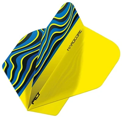 Imagen de RED DRAGON Hardcore Radical Yellow Wave Dart Flights 4 juegos por paquete (12 vuelos de dardos en total)