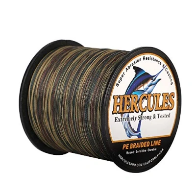 Imagen de HERCULES Sedal Trenzado de 4 Hilos, 100 2000 m, 6 LB, Súper Suave, Polietileno, Multifilamento Hilo Pescar en el mar y Agua