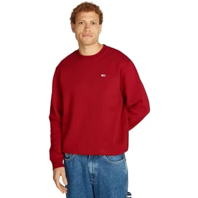 Imagen de Tommy Jeans Sudadera Hombre Regular Fit Flag Fleece con Cuello Redondo, Rojo (Regatta Red), S