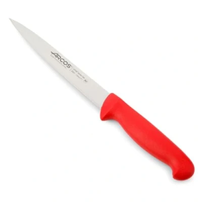 Imagen de Arcos Serie 2900 Cuchillo Lenguado Flexible Hoja de Acero Inoxidable Nitrum 170 mm Mango inyectado en Polipropileno Color Rojo