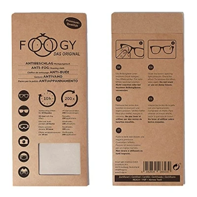 Imagen de FOOGY paño de microfibra antivaho para gafas limpieza en seco no se necesitan líquidos adicionales