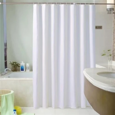 Imagen de Blanco Cortinas Ducha Antimoho,Cortina de Baño 300x200cm,Textil Poliéster Cortina Impermeable,Lavable,Antibacteriana,con 12 Ganchos,3D Shower Curtian para Decor