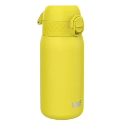 Imagen de Ion8 Botella Agua Acero Inoxidable para Niños, 400ml, a Prueba de Fugas, Fácil Abrir, Cerradura Segura, Aptas Lavavajillas, Asa Transporte, Limpiar, Resistente Rayones, Amarillo