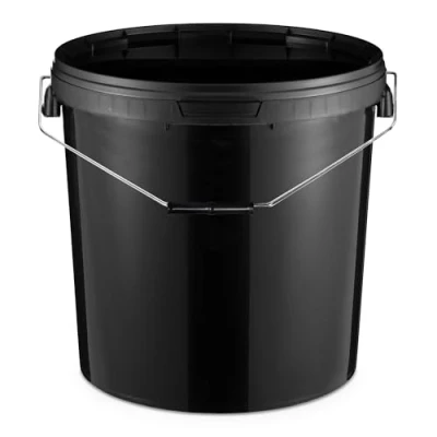 Imagen de BenBow Cubo con Tapa 30l Negro 3X 30 litros Seguro para Alimentos, Estable, hermético, a Prueba de Fugas, Inodoro contenedor Almacenamiento plástico, Asas vacío