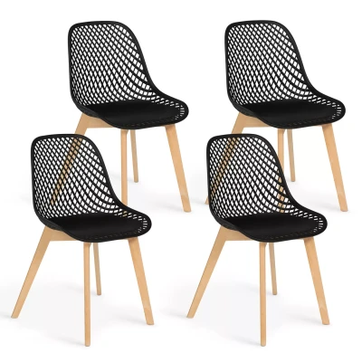 Imagen de IDMarket Lote de 4 sillas Mandy color negro para comedor
