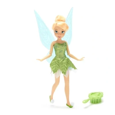 Imagen de Disney Store Official, Peter Pan, Campanilla, muñeca clásica, 25 cm, del Hada de Totalmente posable con un Elegante Atuendo, alas detalladas y Cepillo Juguete, para Mayores 3 años