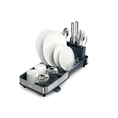Imagen de Joseph Extend Slim Escurreplatos Extensible, Compacto, de Acero Inoxidable, Suporte Cubiertos Extraíble, Pico Giratorio