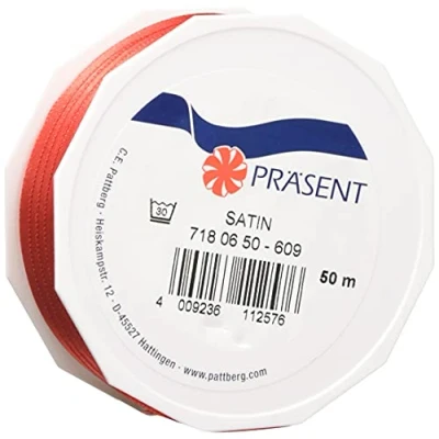 Imagen de Präsent roja, 55 Yardas para Envolver, 0.25 Pulgadas de Ancho, decoración y Manualidades, Cinta Decorativa Regalos, Cada ocasión, Poliéster, Magenta, 6mm 50m, 50