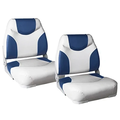 Imagen de 2X Asientos de Barco &#039;Exclusive Line&#039; (Azul Blanco) Set Ahorro Piel sintética Resistente al Agua/Silla Barco/tapizada/Silla Pescar/Resistente a Rayos UVA