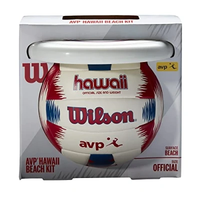 Imagen de Wilson Wth80219kit, Balón De Voleibol Y Frisbi Set Verano Cuero Compuesto Adecuado Para La Playa Multicolor WTH Unisex Adulto, Rojo/azul/blanco, Official