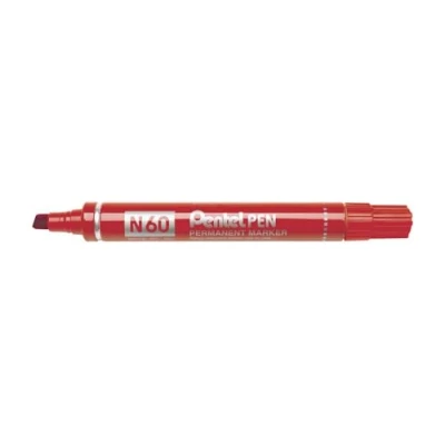 Imagen de Pentel N60 Rotulador Permanente Punta Plana con Aluminio Barril Impermeable Tinta Rojo