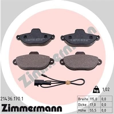 Imagen de ZIMMERMANN 21436.170.1 Juego de pastillas freno con contacto avisador desgaste Foto correspondiente a la entrega FIAT: Punto I Hatchback