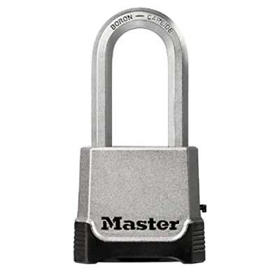 Imagen de MASTER LOCK Candado Alta Seguridad [Combinacion y Llave] [Zinc] [Exterior] [Arco L] M176EURDLH Ideal para Portales, Garages, Sótanos