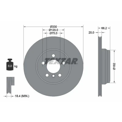 Imagen de TEXTAR PRO 92241903 Disco de freno 330 20 05/06 120 ventilación interna revestido sin perno sujeción rueda, buje rueda BMW: 3 Berlina