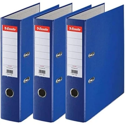 Imagen de Esselte 624291 Archivador de Palanca con Anillas Essentials, PP, Mecanismo Estándar, Capacidad 500 Hojas A4, 3 Unidades, Azul, 75 mm, Certificado FSC®, Etiqueta en el Lomo Reemplazable