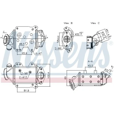 Imagen de NISSENS 989457 Enfriador EGR sin bypass de depresión FIAT: Fiorino III Furgón / Familiar, Doblo II Familiar