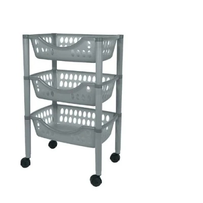 Imagen de Juypal 185 Carro verdulero Multiusos, de 3 Pisos, 66.5 x 39.3 26.5 cm, Color Plateado