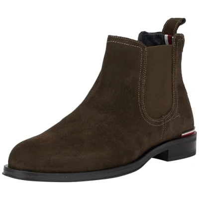 Imagen de Tommy Hilfiger Core RWB Suede Chelsea (FM0FM04757, Botines Hombre, Verde (Black), 44 EU