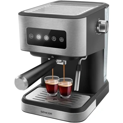 Imagen de SENCOR Máquina de Café Expreso SES 4020SS Diseño Elegante con Panel Control Digital OneTouch, 20 Bares, Compacta, Gran Capacidad y Accesorios Completos