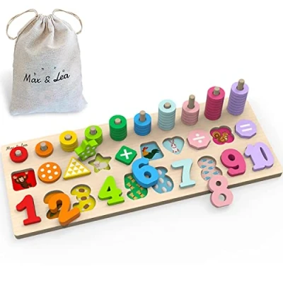 Imagen de MAX AND LEA PlayBoard Juguete Educativo de Madera Montessori, Multicolor, 45 x 18 10 cm (MXLA PLABOA 0001)